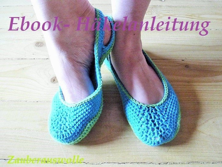 E-Book Sommerslipper Größe 32-43, bebilderte Schritt-für Schritt Häkelanleitung