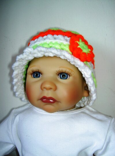 Häkelanleitung Baby-/Kinderhut 0 - 24 Monate mit Häkelblume  #023