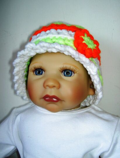 Häkelanleitung Baby-/Kinderhut 0 - 24 Monate mit Häkelblume  #023