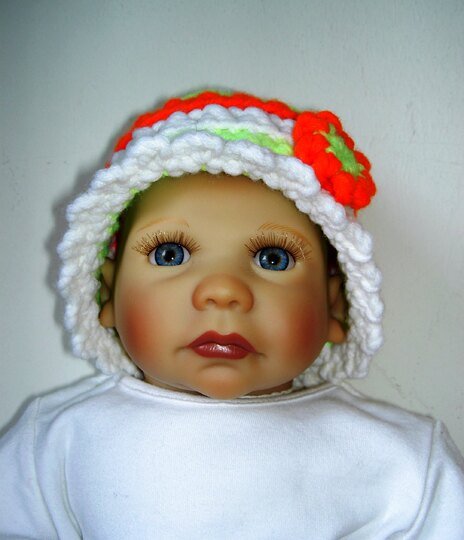 Häkelanleitung Baby-/Kinderhut 0 - 24 Monate mit Häkelblume  #023