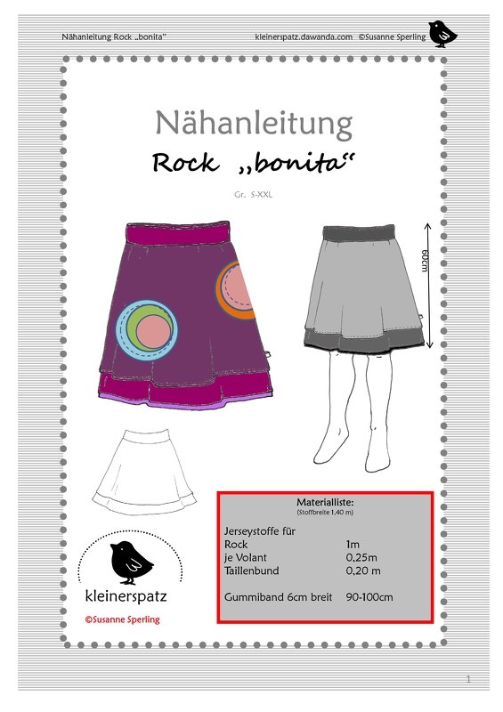 Nähanleitung, Schnittmuster, E-Book, Rock Bonita