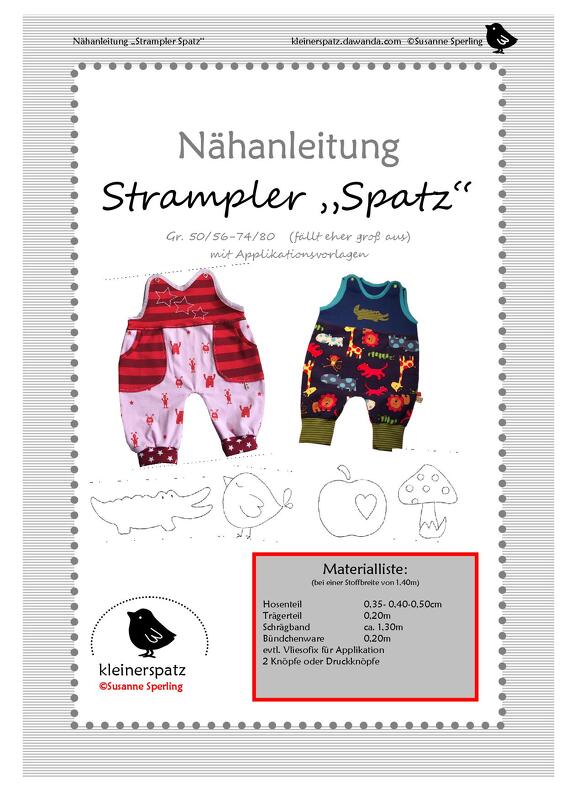 Nähanleitung und Schnittmuster, pattern, Strampler für Babys