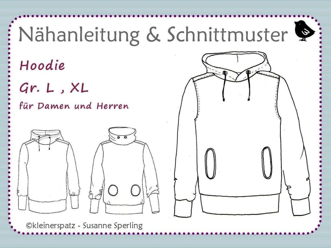 Nähanleitung und Schnittmuster Sweatshirt / Hoodie für Damen und Herren (Gr. L/XL)