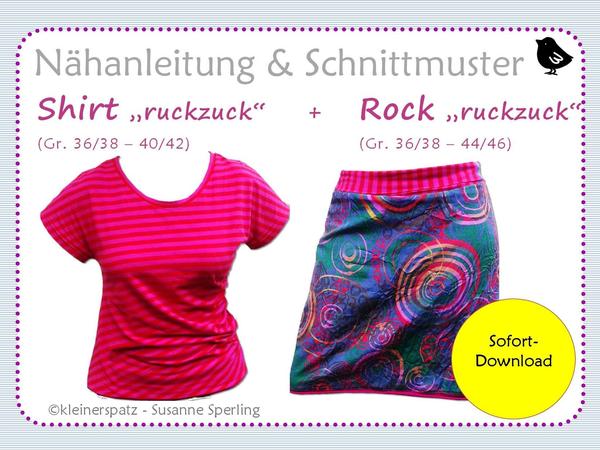 Nähanleitung und Schnittmuster: Rock und Shirt im Sparpaket (Gr. 36 - 44)