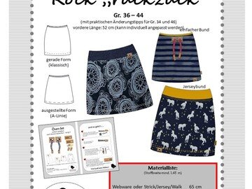 Nähanleitung und Schnittmuster: Rock "ruckzuck" Gr. 36 - 44/46