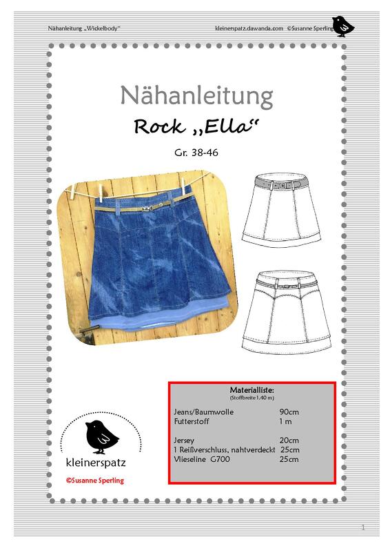 Nähanleitung und Schnittmuster: Rock "Ella" (Gr. 38 - 46)