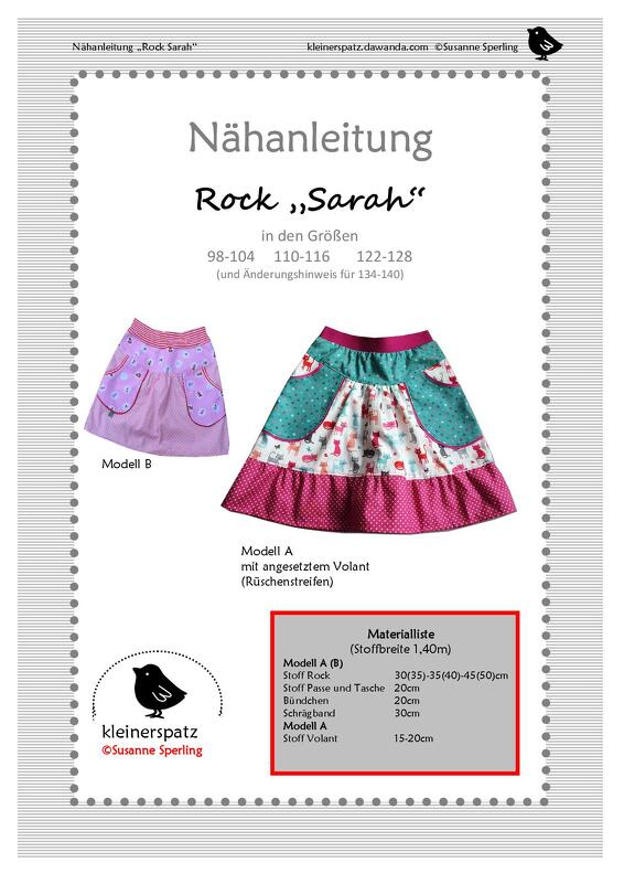 Schnittmuster und Nähanleitung: Rock für Mädchen (Gr. 98/104 - 122/128)
