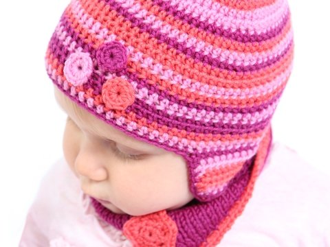 Anleitung Streifenmütze Carl & Carla, 3 Größen, 0-2 Jahre, Anfänger