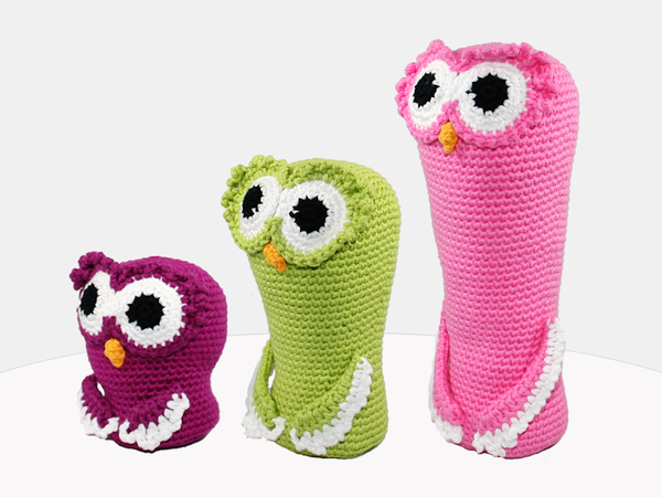 Owls Trio - 3 sizes - Crochet Pattern