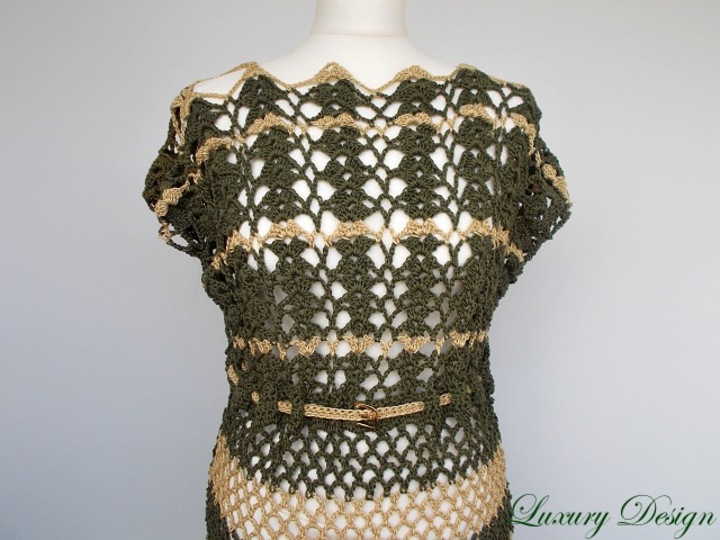 Häkelanleitung Netzshirt/Minikleid alle Größen Luxury Design No.47