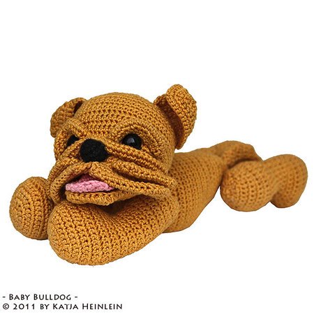 Baby Bulldog puppy pdf pattern crochet tutorial amigurumi dog english bulldog bully pet