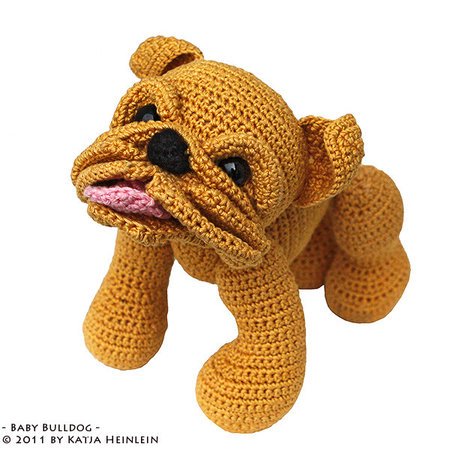 Baby Bulldog puppy pdf pattern crochet tutorial amigurumi dog english bulldog bully pet