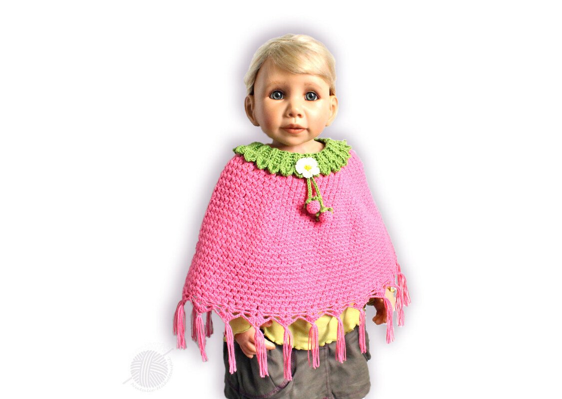 Baby- & Kinderponcho "Himbeere", Gr. 50-128 - Bild 3