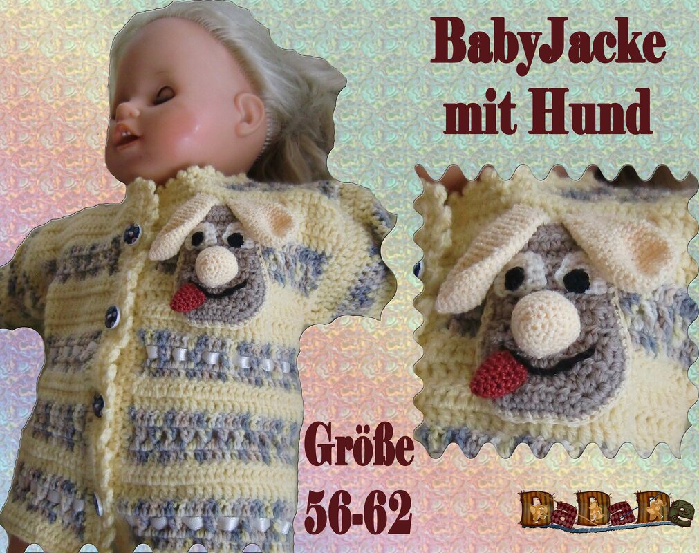 Baby Jacke Hund, Größe 56-62, 1- 3 Monate, gehäkelt - Bild 6