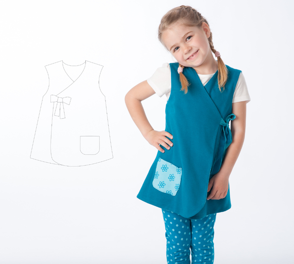 Girls Wrap Dress MARIE – Tunic Jacket PDF Pattern 2y/3y-8y/9y