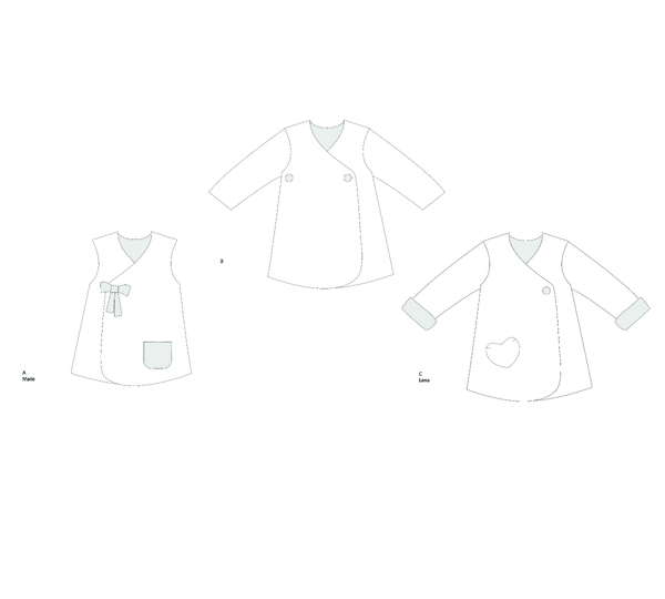 Schnittmuster Wickelkleid-Set MARIE Anleitung Datei 92/98–128/134