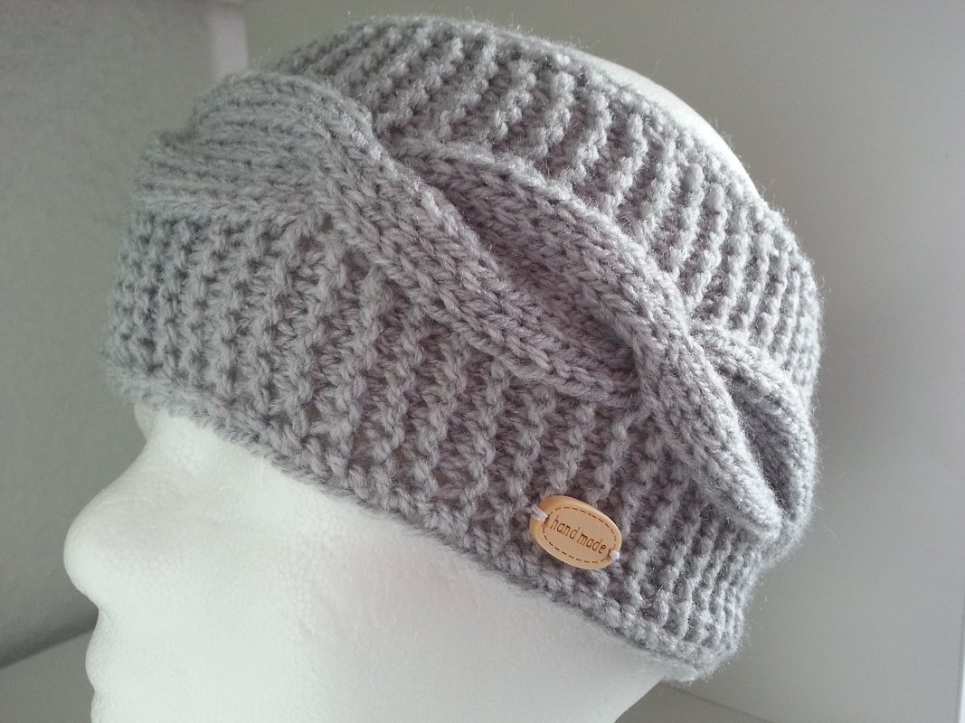 18 Strickanleitung Stirnband Zopfmuster grau - Bild 2