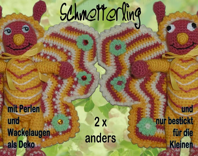 Schmetterling Friedl & Frieda Falter, Häkelanleitung