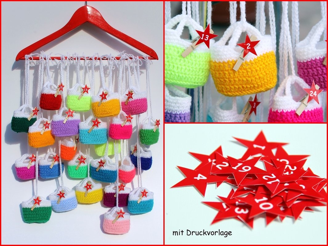Häkelanleitung: Bunter Weihnachtskalender