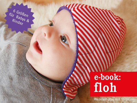 Floh - kuschelige Wendemütze mit Stern - Kopfumfang 32-54 cm