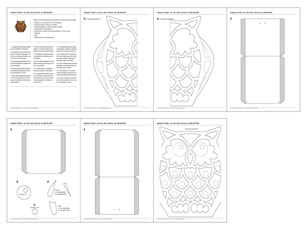St. Martin-Laterne – Eule – Bastelvorlagen mit Anleitung - Bild 4