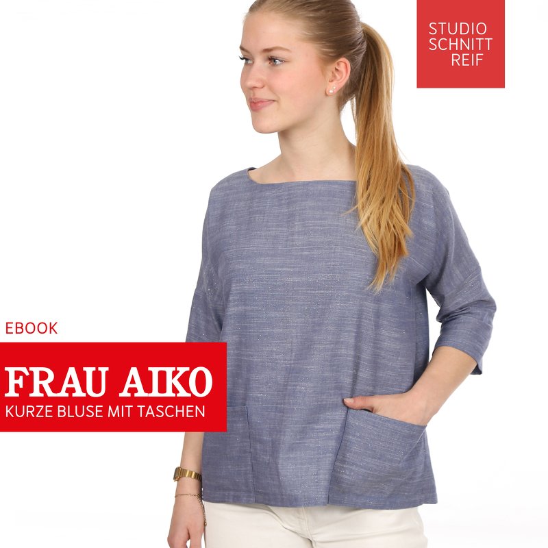 FrauAiko - lässige Bluse 3/4-Arm und großen Taschen XXS-L