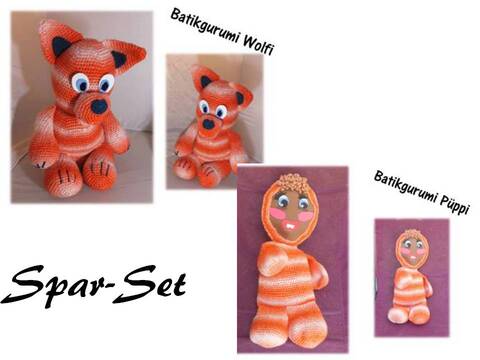 Batikgurumi Set Wolfi + Püppi