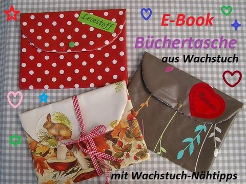Nähanleitung / E-Book - Büchertasche aus Wachstuch