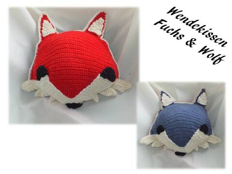 Kissen Fuchs & Wolf zum Häkeln