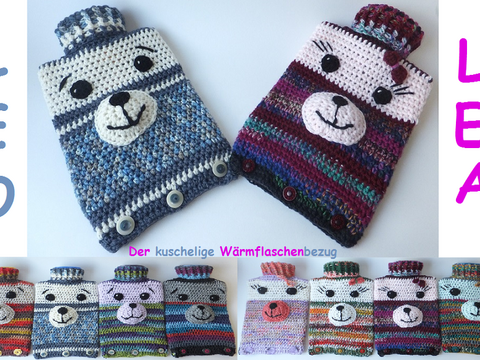 "Lea + Leo" der lustige Wärmflaschenbezug zum Kuscheln - Häkelanleitung