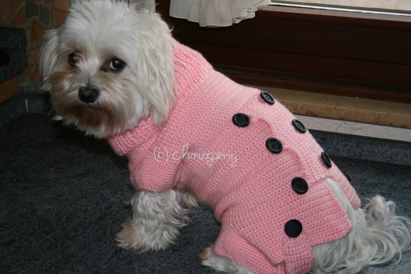 Strick- und Häkelanleitung Hundemantel, Hundepullover Mandy Gr. XS