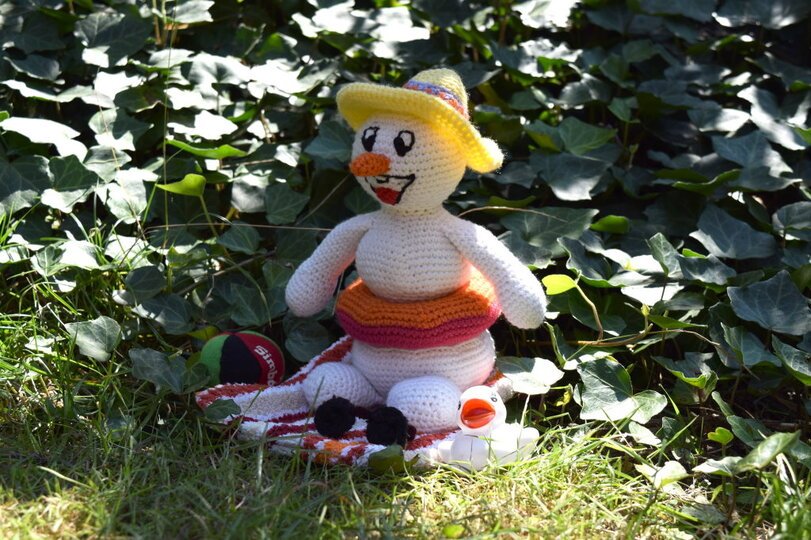 Schneemann macht Urlaub / PDF Häkelanleitung