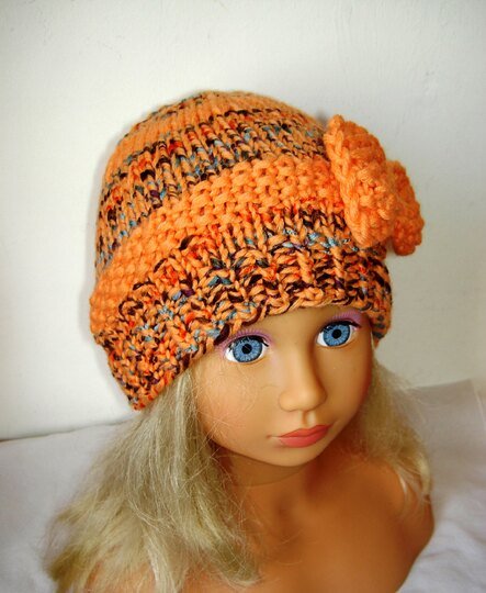 Strickanleitung Kinder-Mütze mit Schleife, Ku 48 - 52 cm  #026