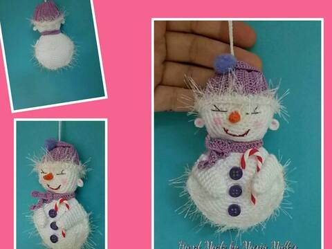 Amigurumi Schneemann zum Aufhängen - Weihnachtsdeko - 12 cm Groß