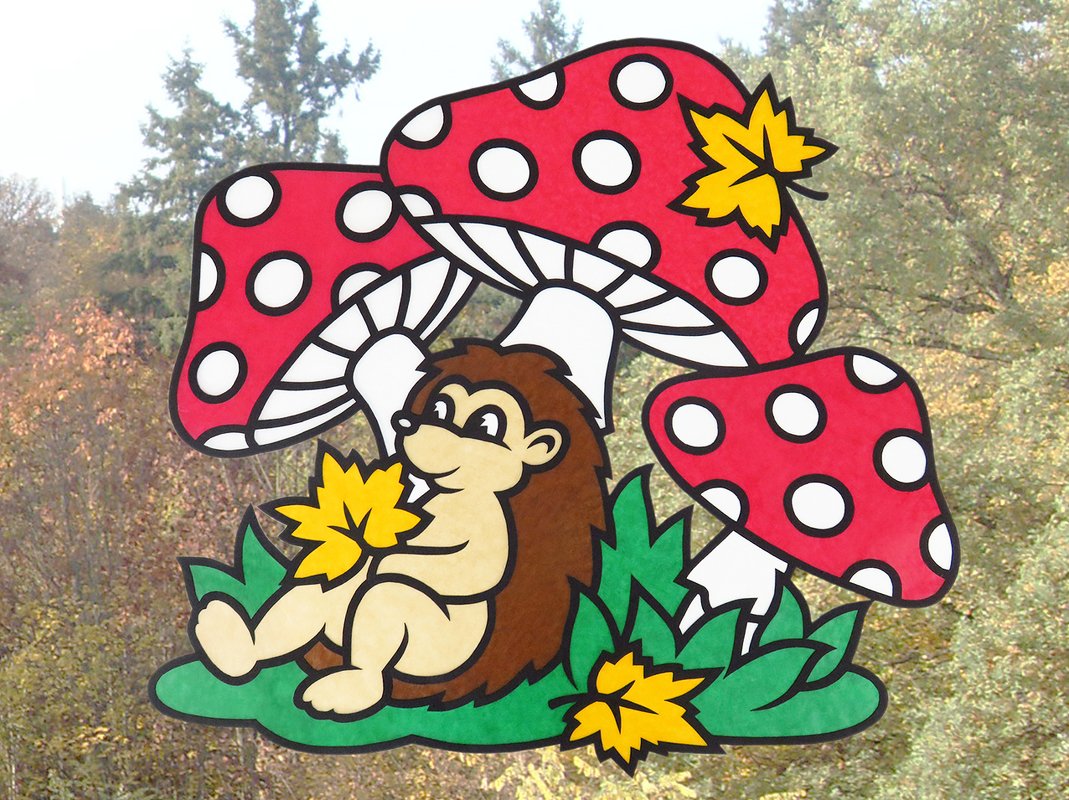 Fensterbild - Igel und Fliegenpilze – Bastelvorlagen mit Anleitung - Bild 4