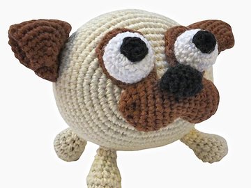 amigurumi animal glotzi PDF crochet pattern tutorial by Katja Heinlein stuff toy kids plaything dog doggy pug ebook file