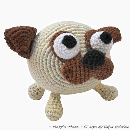 amigurumi animal glotzi PDF crochet pattern tutorial by Katja Heinlein stuff toy kids plaything dog doggy pug ebook file
