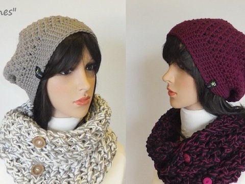 "Sydnes" lässige Beanie - gehäkelt - mit tollem passenden Loop 2in1