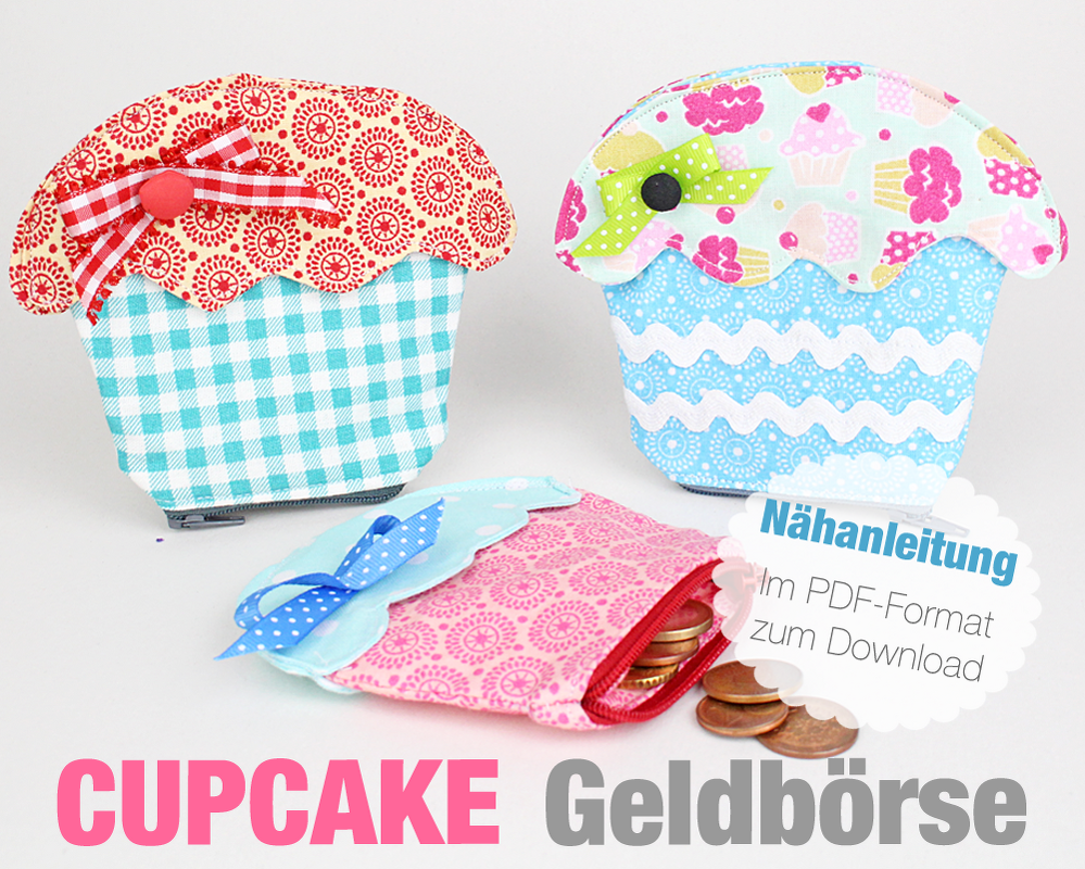 Mini Geldbörse Schnittmuster Cupcake nähen Geldbeutel Nähanleitung PDF