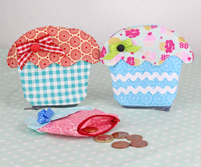 Mini Geldbörse Schnittmuster Cupcake nähen Geldbeutel Nähanleitung PDF