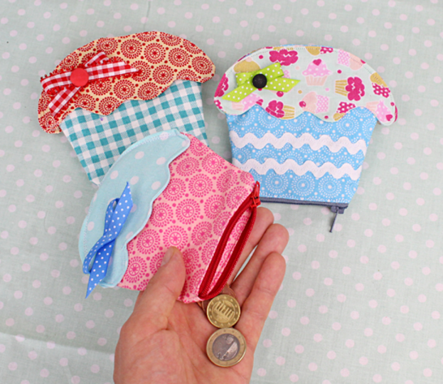 Mini Geldbörse Schnittmuster Cupcake nähen Geldbeutel Nähanleitung PDF