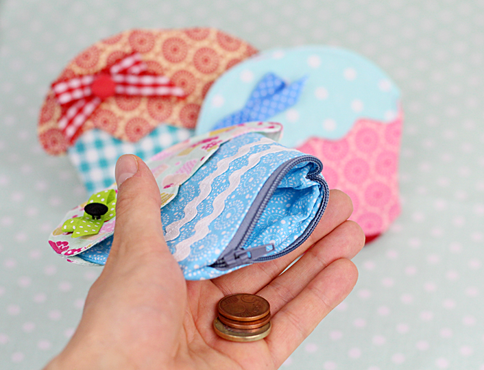 Mini Geldbörse Schnittmuster Cupcake nähen Geldbeutel Nähanleitung PDF