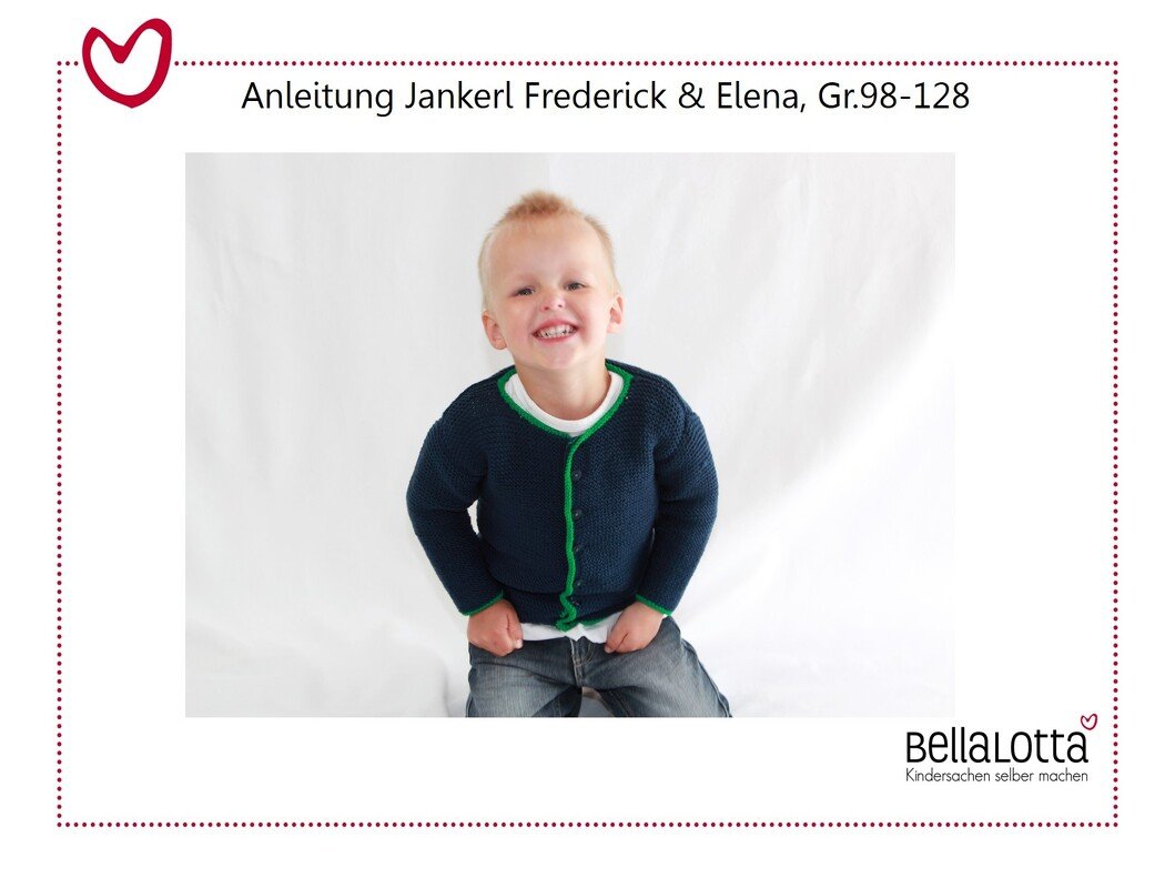 Strickanleitung Jankerl Frederick &amp; Elena in den Größen 98-128, 3-8 Jahre