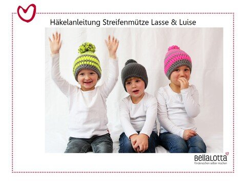 Anleitung Streifenmütze Lasse&Luise, Kleinkind-Erwachsener, sehr einfach