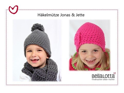 Häkelanleitung Mütze Jonas & Jette von 3 Jahre bis Erwachsener