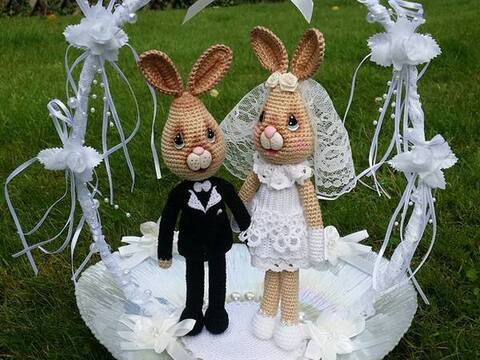 Amigurumi Hasen Brautpaar 25 cm Groß