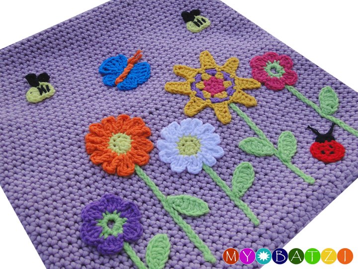 Häkelanleitung für Kissen // Blumen auf der Wiese