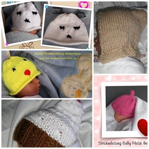 Strickanleitung für 5 Babymützen