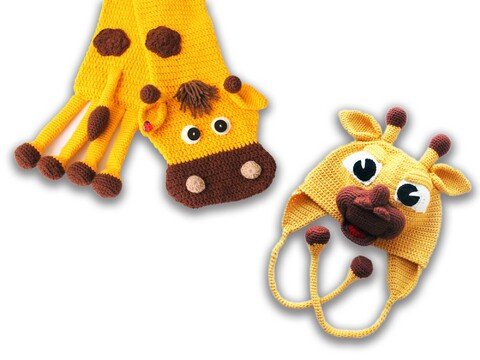 Set 2 in 1: Kindermütze & Schal "Giraffe"