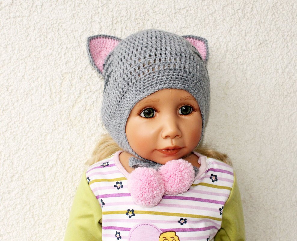 Set 2 in 1: Kindermütze + Schal "Katze", alle Gr. - Bild 13